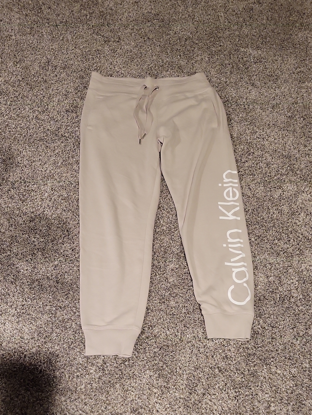 Calvin Klein Light Beige Side Logo Joggers, Size  Medium
